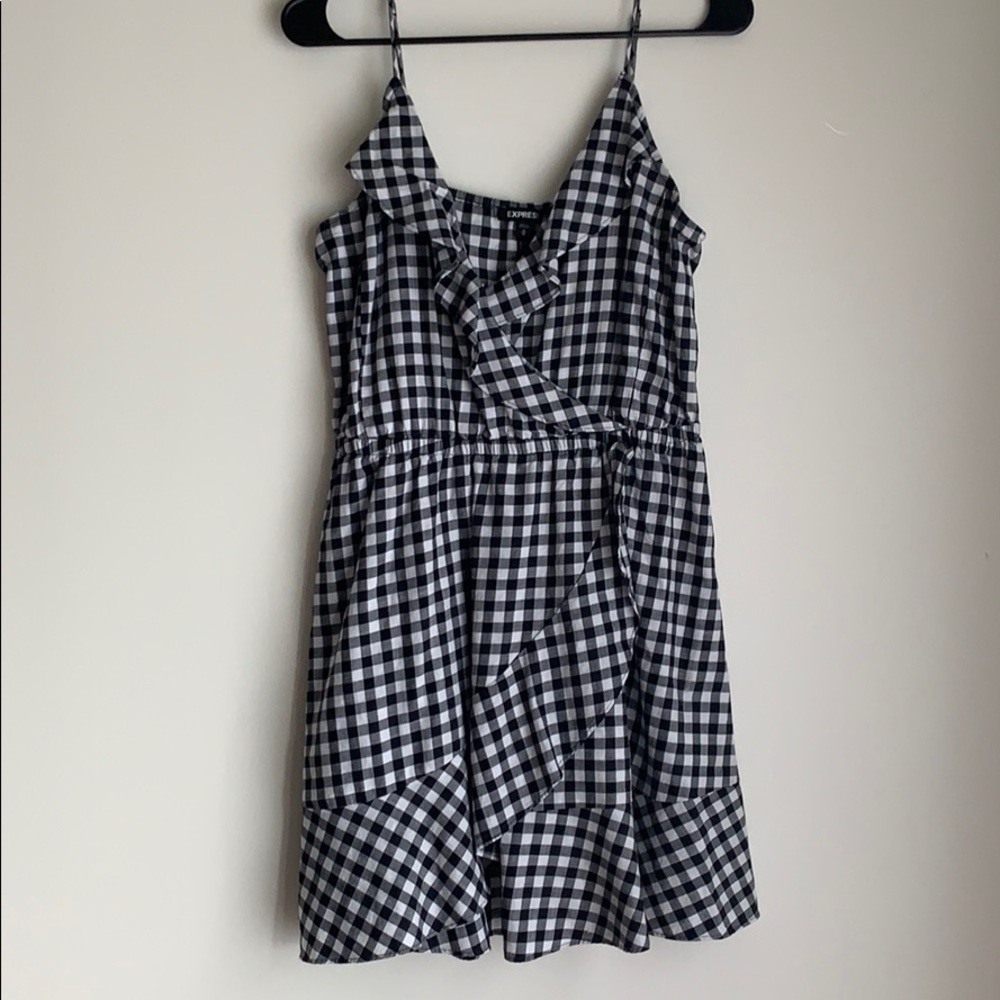 Express black & white gingham dress